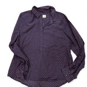 Women’s Navy Polka Dot Long-Sleeve Shirt - Red Dot Pattern
